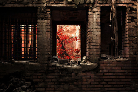 红色老砖楼房背景图片