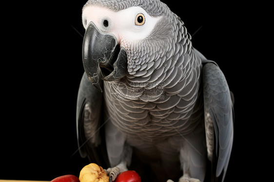 吃东西的灰色的鹦鹉图片