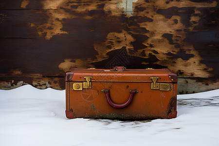 雪地中的手提箱图片