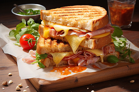 早餐火腿奶酪三明治图片