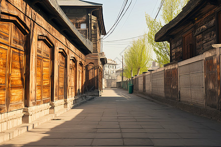 木雕建筑木雕街巷照片背景