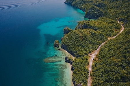 高空鸟瞰海岛风景图片