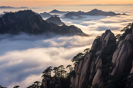 云海中的自然之美背景图片