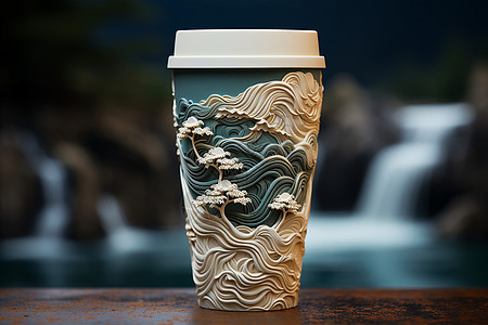 咖啡杯设计的艺术背景图片