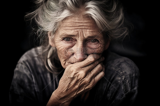 沧桑疲惫的外国老年女性图片