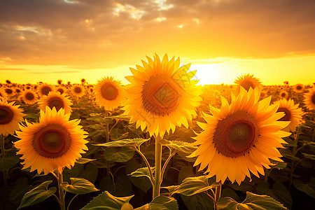 夏季田野中盛开的向日葵背景图片