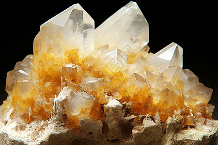 珍贵的黄色天然水晶矿石图片