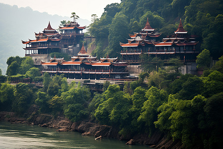 静谧山水的山川河流景观图片