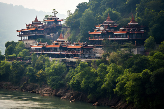 静谧山水的山川河流景观图片