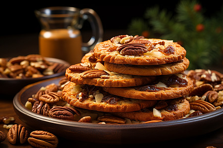 新鲜烘焙的巧克力坚果饼干图片