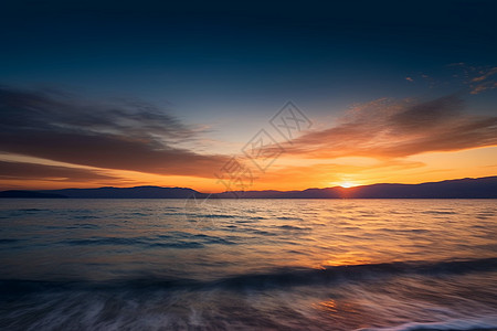 夏季海滩美丽的日落海洋景观背景