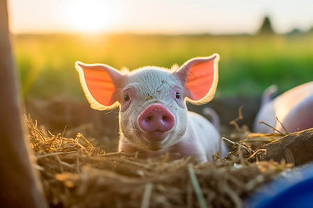 乡村农业养殖场中的猪崽图片