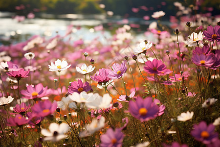 夏季花园中绽放的万寿菊花朵图片