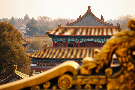 庄严的古代宫殿建筑景观背景图片