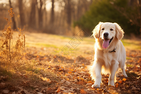 温顺懂事的金毛犬背景图片