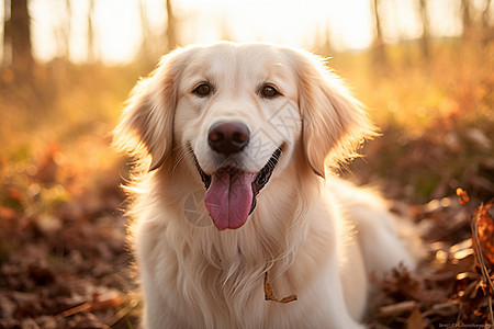 伸舌头的金毛犬图片