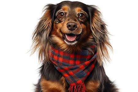 快乐犬戴着围巾图片