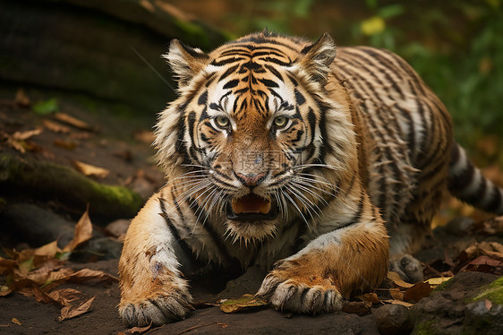 亚洲丛林中的美丽猛虎图片