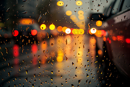 雨街道夜幕中的车水马龙背景