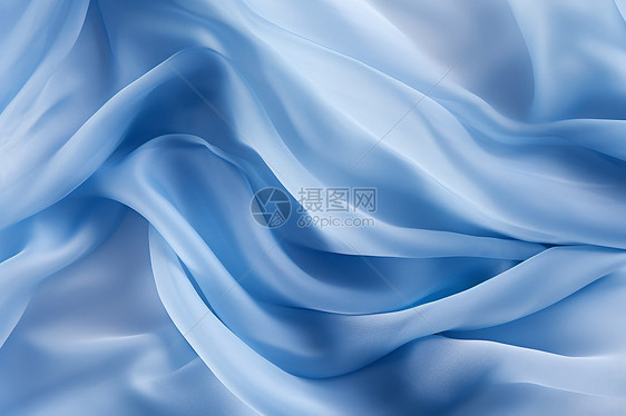 风中飘扬的蓝色丝绸图片