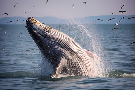 海洋奇观鲸鱼跳水背景图片