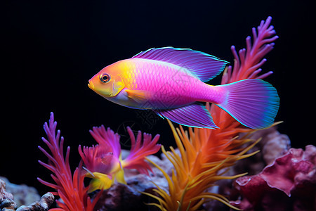 海底花园的霓虹色鱼背景图片