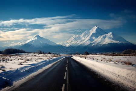 通向雪山的公路图片