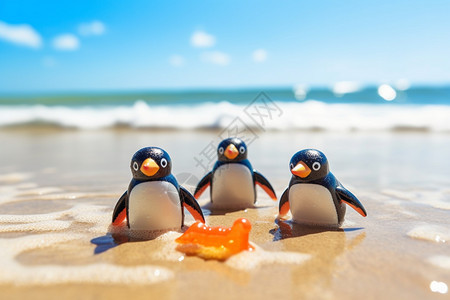 海边的玩具企鹅图片