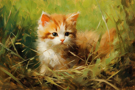 草丛里的小猫图片