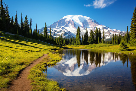 冰山倒影倒影在水中的冰山背景