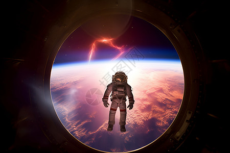 太空中漂浮的宇航员背景图片