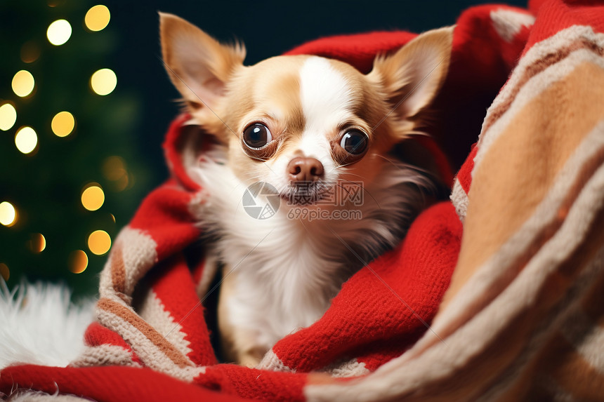 快乐的圣诞小狗图片