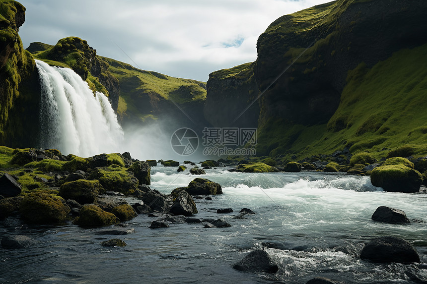 冰岛瀑布的大自然奇迹图片