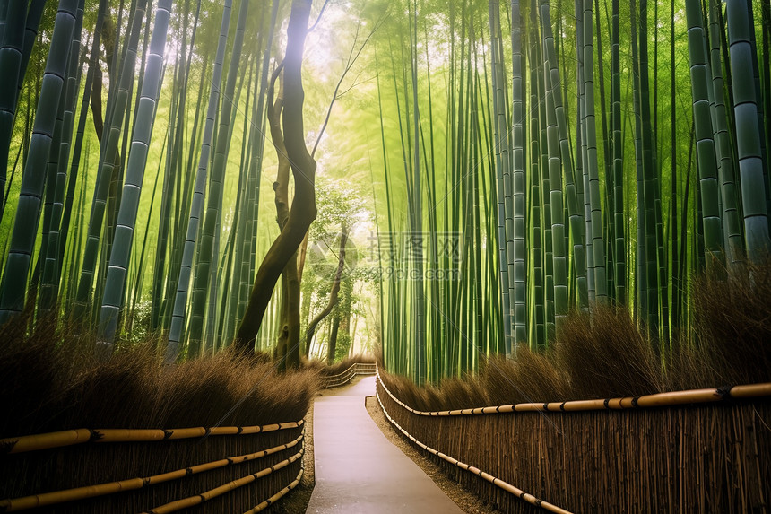 夏季森林中竹海景观图片