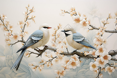 手工刺绣花鸟图背景图片
