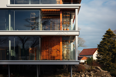 水边的欧式现代住宅图片