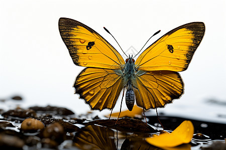黄色蝴蝶展开翅膀图片