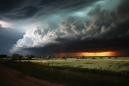 暴风雨临近的田地图片