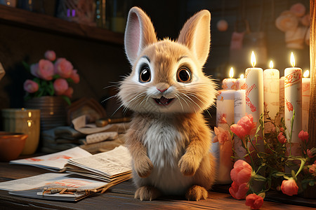 站在桌子上的兔子高清图片