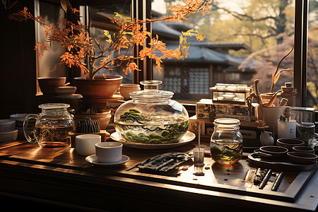 茶艺师的房间背景图片
