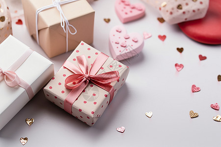 浪漫心形礼物盒粉色心形礼盒背景