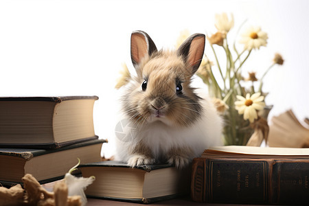 兔子和书图片