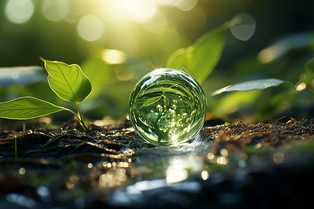 绿叶水珠水珠的特写镜头背景