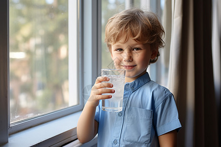 喝水的小男孩背景图片