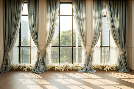 古典文雅窗帘背景图片