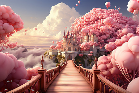 粉色梦幻之桥背景图片
