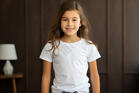 小女孩穿着白色恤图片