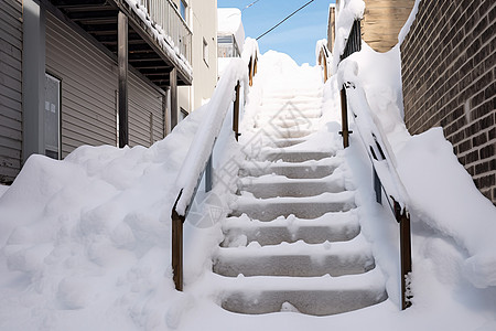 雪覆盖的台阶背景图片