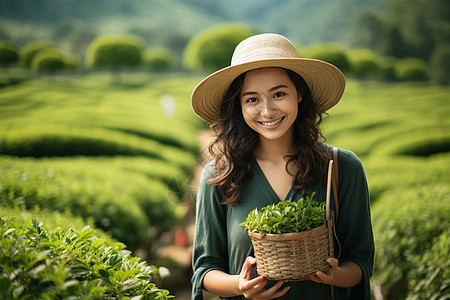 采茶的少女图片