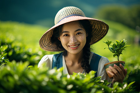漂亮的茶农图片